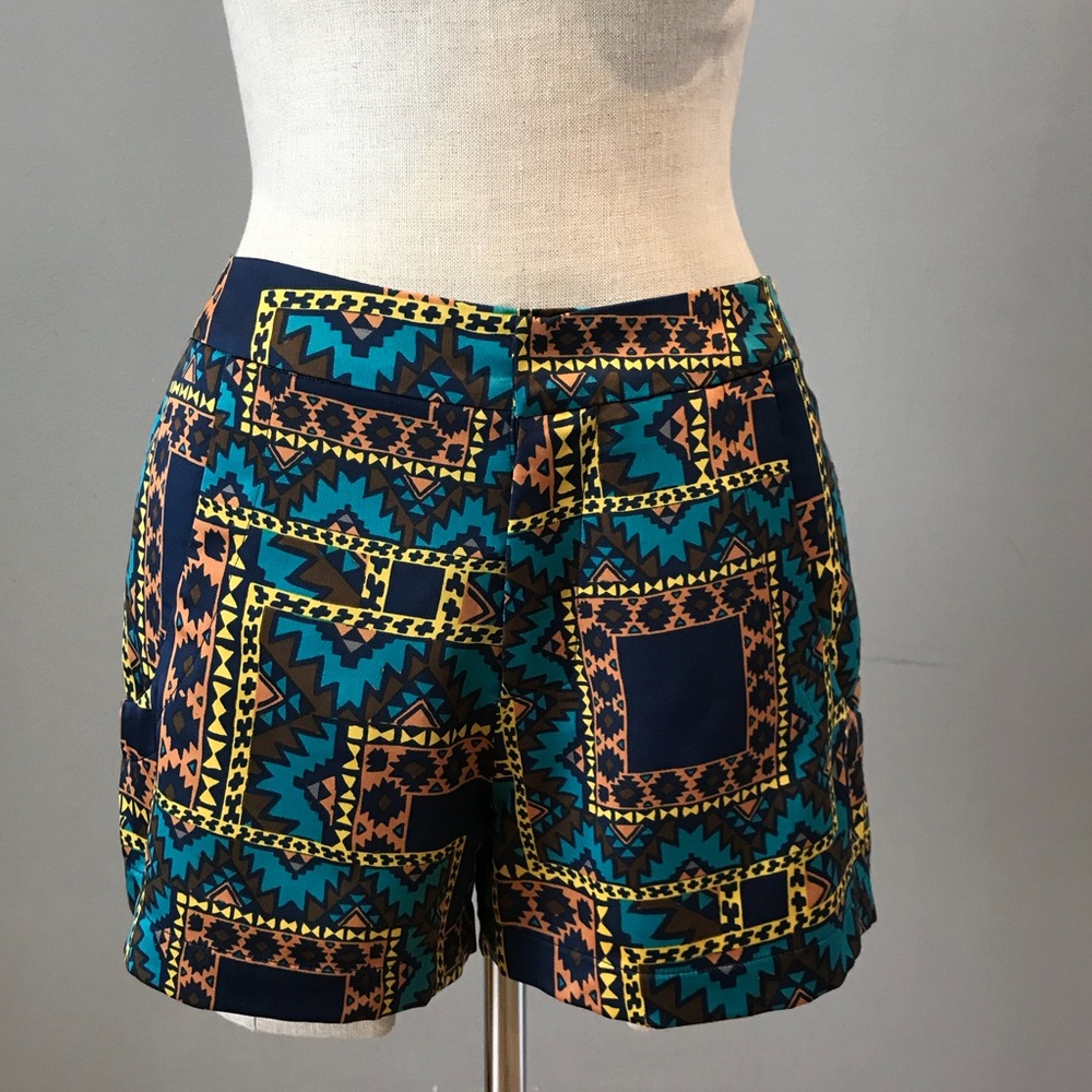 Naven Teal Navy Yellow Patterned Women's Shorts